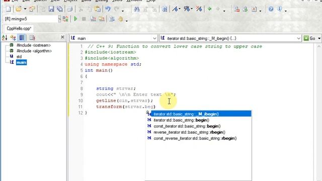 C++ Function to convert lower case string to upper case смотреть онлайн