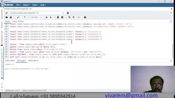 Postgresql tutorial - create table, index, views