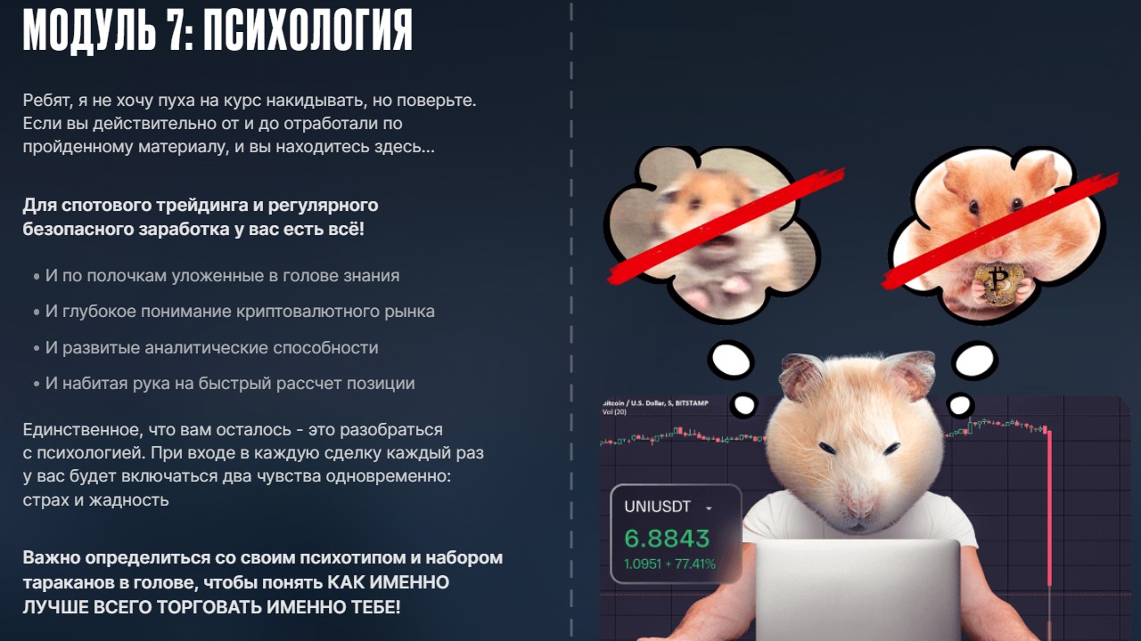 Психология торговли. Уложенные в голове знания и глубокое понимание криптовалютного рынка. DYOR.