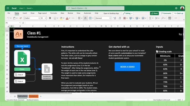 Gradebook template in Excel смотреть онлайн