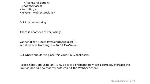 jQuery : How to increase the json size limit for ASP.NET WebAPI Post call? смотреть онлайн