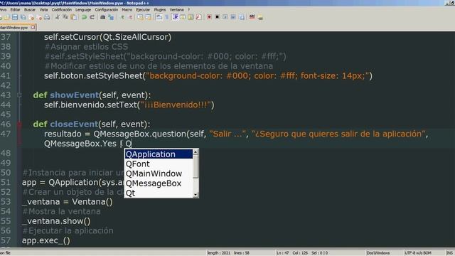 3 - Python PyQt (Interfaz gráfica) - Eventos MainWindow (Show, Close, Move, ...) смотреть онлайн
