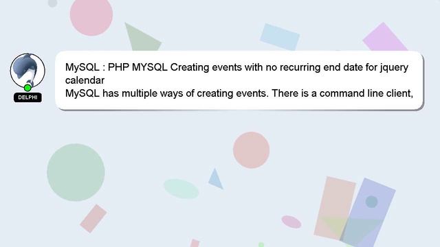 MySQL : PHP MYSQL Creating events with no recurring end date for jquery calendar смотреть онлайн