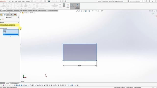 SolidWorks - Sketch - Path Length Dimension смотреть онлайн