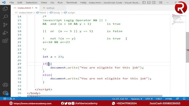 16 JavaScript Logic operators | JavaScript Tutorials In Urdu/Hindi @RahberAcademy смотреть онлайн