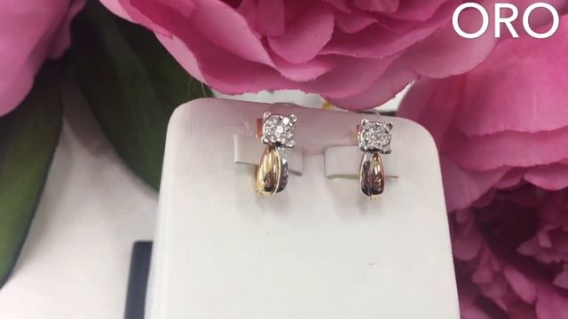 Серьги из комбинированного золота с бриллиантами смотреть онлайн