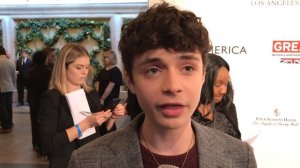 Lucas Jade Zumann ('20th Century Women') on the 2017 BAFTA tea party red carpet