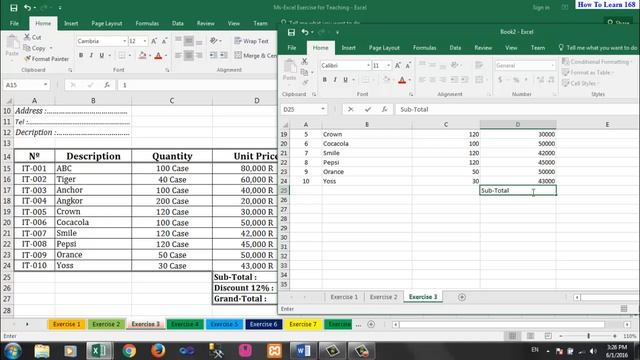 Exercise3 how to make invoice in Ms Excel смотреть онлайн