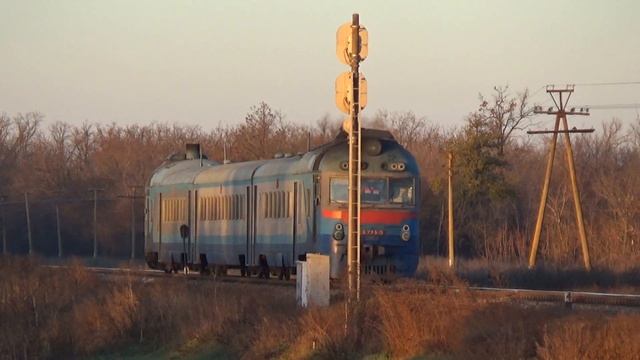 Венгерский ковбой на закате солнца: дизель-поезд Д1-775/776 прибывает на ст.Казанка смотреть онлайн