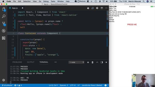 React Native Tutorial - Getting Started #12 - Handling Component Events смотреть онлайн