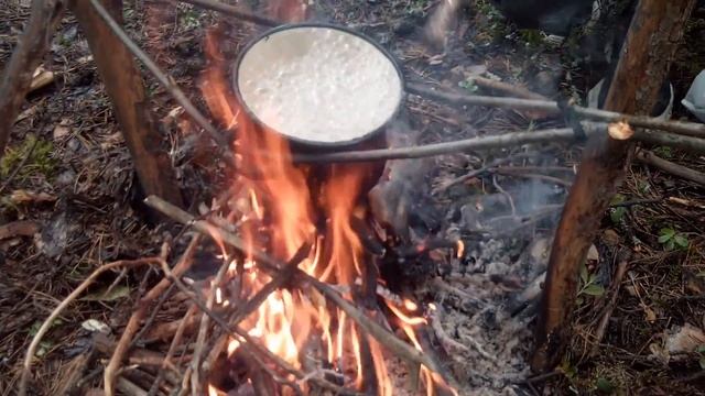 Готовим еду на костре в лесу смотреть онлайн