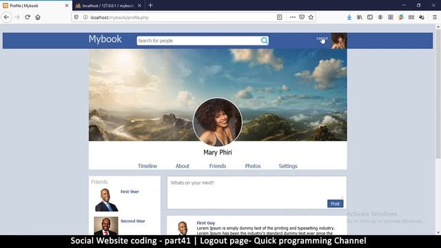 Social Website from scratch - Part 41 - Logout page | OOP PHP with MYSQL Database смотреть онлайн