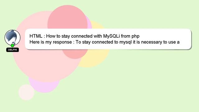HTML : How to stay connected with MySQLi from php смотреть онлайн