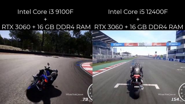 Intel Core i3 9100F vs Core i5 12400F | Ride 4 | RTX 3060 | 1080P | WhatTheGame смотреть онлайн