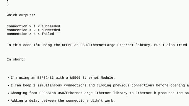 Arduino: Limit of EthernetClient connections смотреть онлайн
