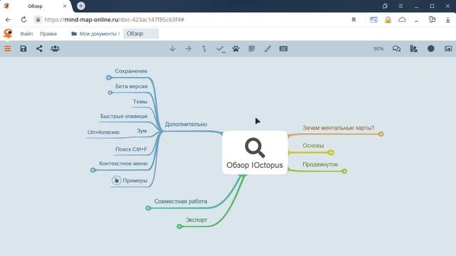 5. Как легко и быстро создавать ментальные карты онлайн в IOctopus / Видео 5 - Дополнительно