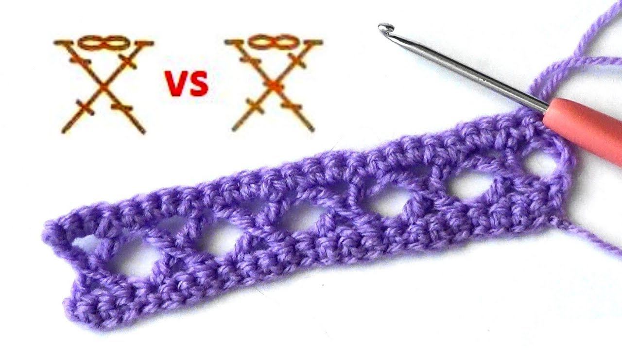 2 варианта вязания скрещенных столбиков