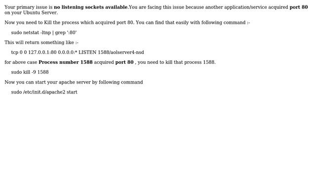 Ubuntu: Unable to start Apache on Ubuntu 12.10: no listening sockets available (4 Solutions!!) смотреть онлайн