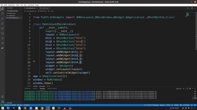 Python PyQt5 Part #7 | QHBoxLayout | Tutorial Belajar Python GUI PyQt5 | Belajar Python Dasar смотреть онлайн