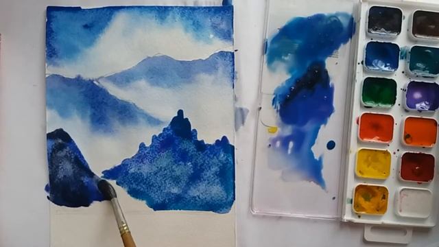 How to draw mountains // Watercolor // Как нарисовать горы // Акварель смотреть онлайн