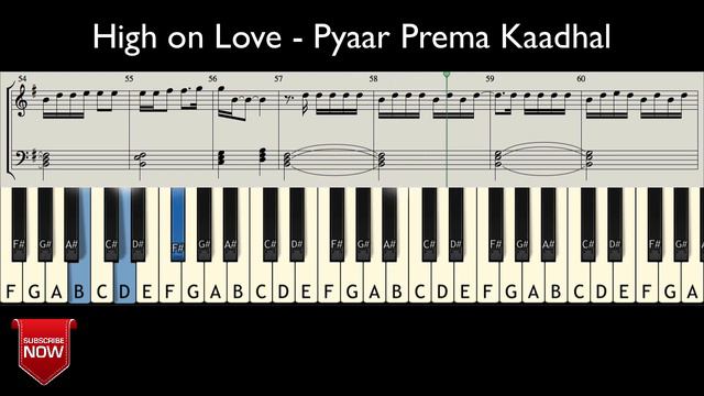 High on Love - Pyaar Prema Kaadhal ( HOW TO PLAY ) MUSIC NOTES смотреть онлайн