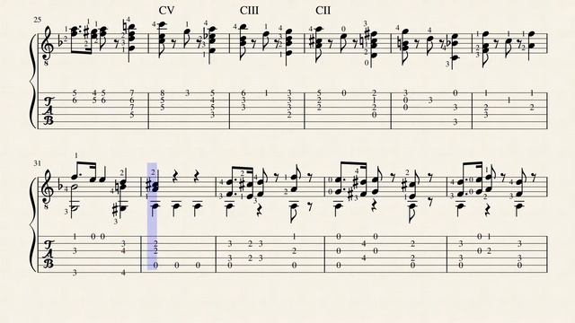 Etude N°16 Op.35 - Fernando Sor (1778 - 1839) Tablature