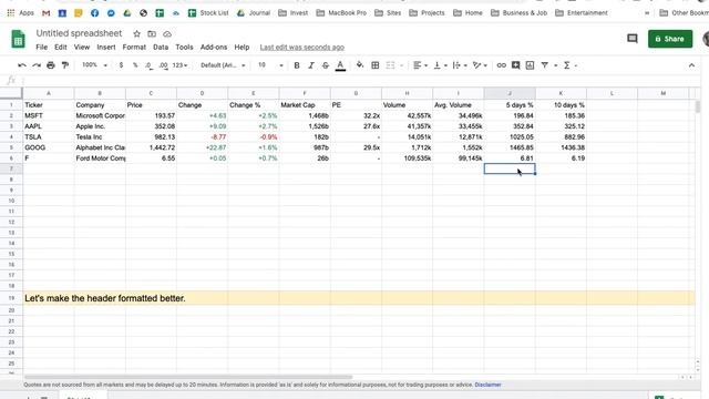 30 min build an ultimate stock monitor list with Google Finance free with live data in Google Sheet смотреть онлайн