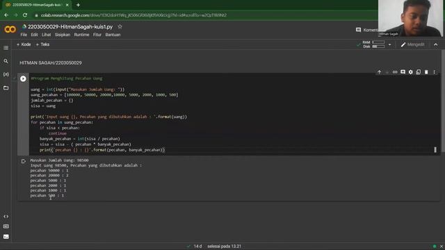 Pemrograman Python-Menghitung Pecahan Uang смотреть онлайн