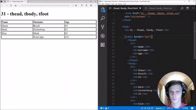 HTML5 and CSS3: 31 - thead, tbody, tfoot смотреть онлайн