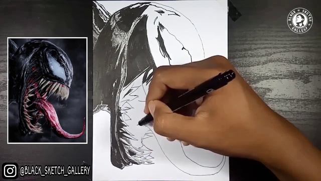 VENOM Drawing Step By Step Easy - @BlackSketchGallery