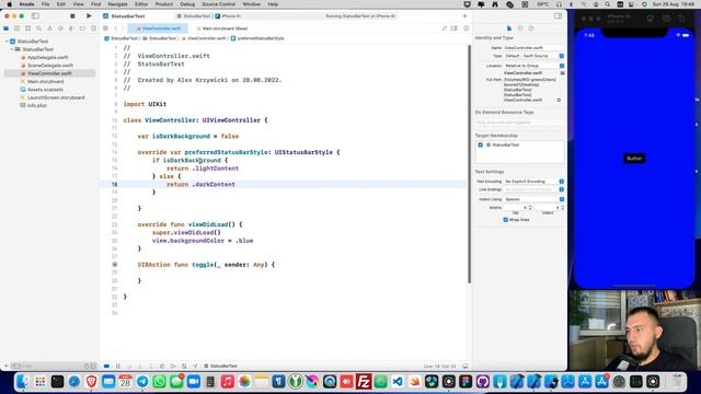 Как менять цвет status bar в iOS динамически? (UIView, UINavigationController, UIStatusBarStyle) смотреть онлайн