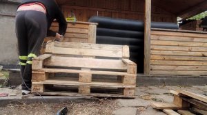 Как сделать Лавочку из поддонов за 8 минут/bench of pallets #своимируками #лавочка #поддоны #паллет