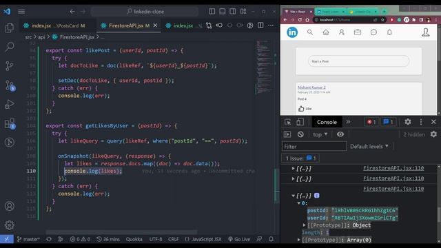 Build a Linkedin Clone using React and Firebase - Implementing Like System смотреть онлайн