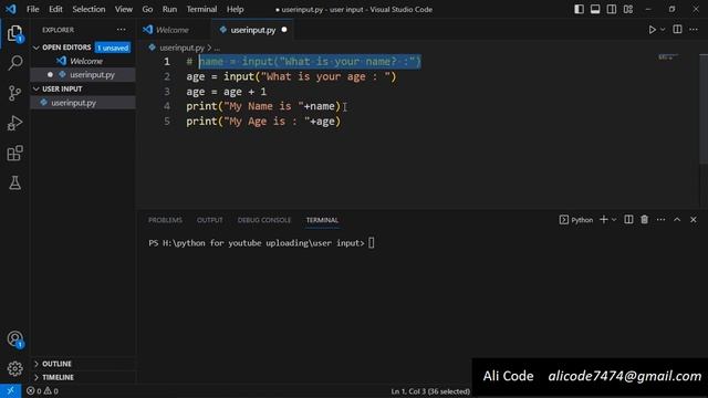 User Input in Python | Tutorial 6 | Learn Python in Urdu and Hindi | Ali Code смотреть онлайн
