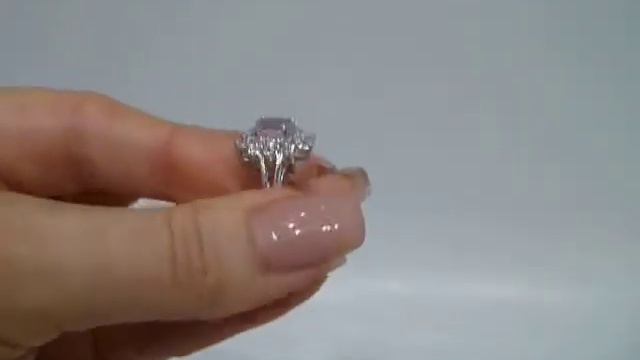 Кольцо с натуральным афганским розовым кунцитом 2.7 Ct и топазами Размер 17 Серебро 925