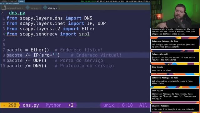 Scapy: Programando protocolos de rede | Live de Python #229 смотреть онлайн