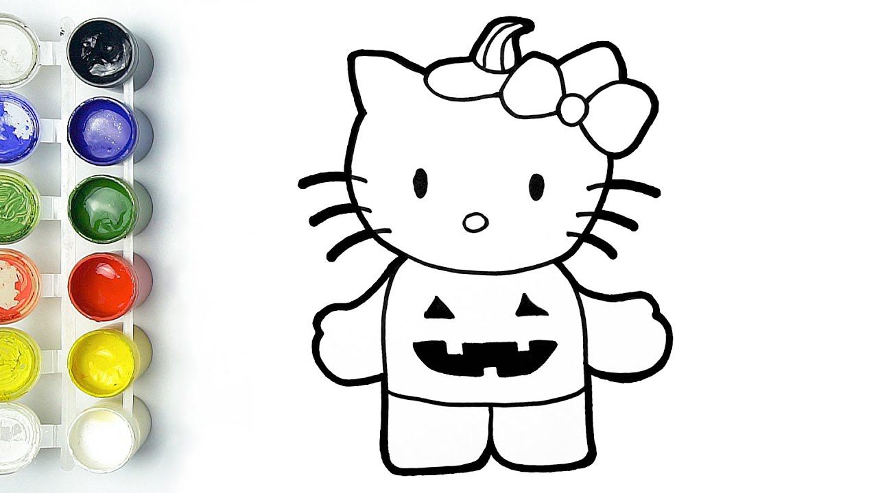 Cómo Dibujar A Hello Kitty Halloween Paso A Paso / Dibujo Fácil De Hello Kitty