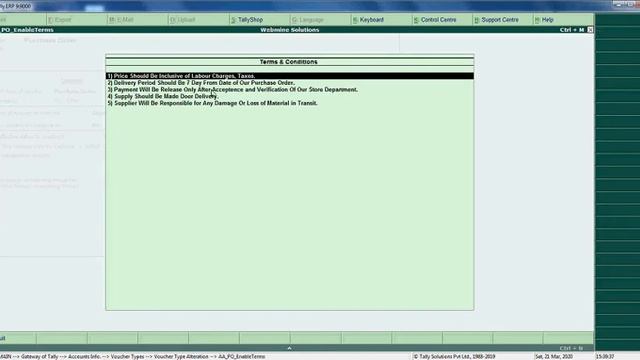 Tally Add On : Print Terms and Conditions in Purchase Order in Tally.ERP9 software. смотреть онлайн
