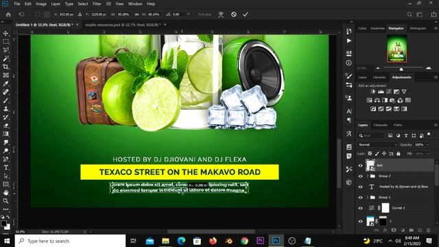 Mojito Ice Party Poster Design | Photoshop смотреть онлайн