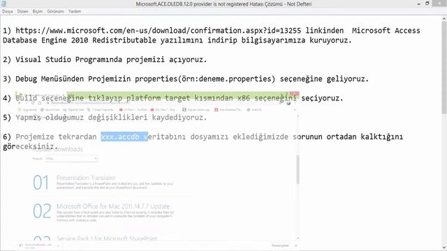 Microsoft ACE OLEDB 12.0 provider is not registered Hatasının Çözümü смотреть онлайн