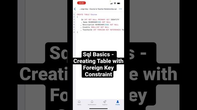 Sql for Beginners - Creating a Table with a Foreign Key Constraint #sqltutorial смотреть онлайн