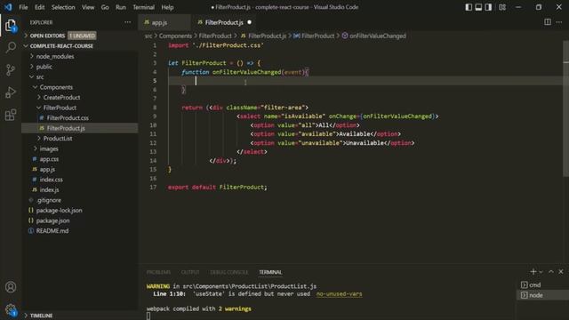 #34 Filtering A List In React | Working With React Events | A Complete React Course