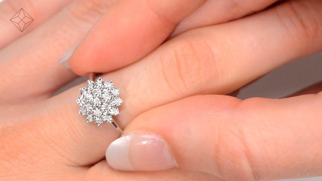 Diamond 0.10ct 9K White Gold Cluster Ring - E5887 смотреть онлайн
