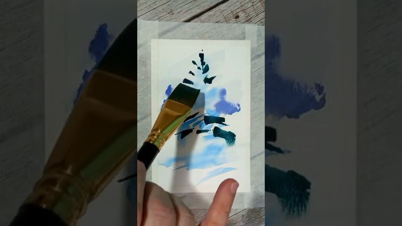 Новогодняя открытка за минуту #watercolor #watercolorpainting #drawing смотреть онлайн