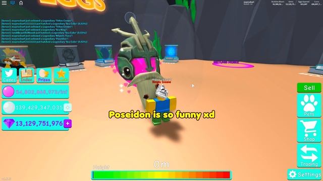 Update! Got All New Legendary pets & Hats! Poseidon hat! Sea Phoenix & Cube! - Bubble Gum Simulator смотреть онлайн
