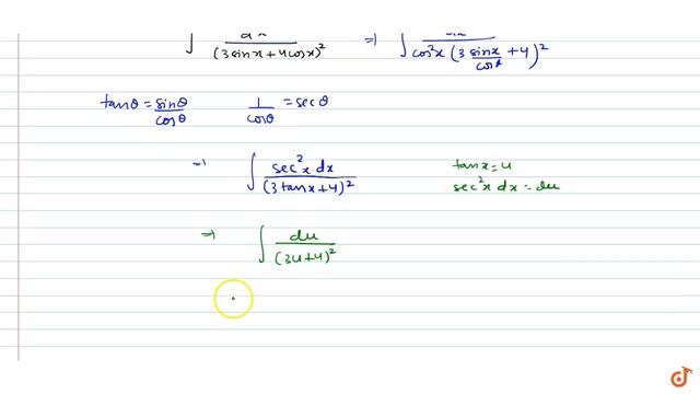 `int(dx)/((3sinx+4cosx)^2)` смотреть онлайн