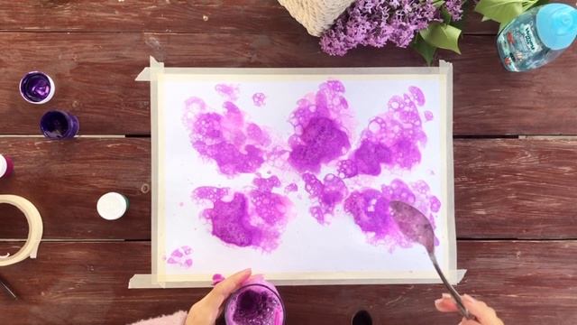 РИСОВАНИЕ МЫЛЬНЫМИ ПУЗЫРЯМИ. Как нарисовать СИРЕНЬ. Нетрадиционная техника рисования. смотреть онлайн