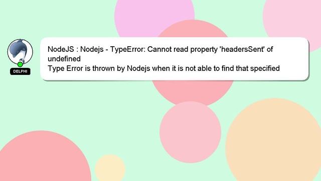 NodeJS : Nodejs - TypeError: Cannot read property 'headersSent' of undefined смотреть онлайн