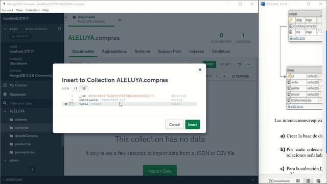 CREAR DATABASE MONGO COMPAS Y CONSULTAS