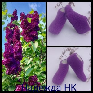 8.МК# "ПЕРСИДСКАЯ СИРЕНЬ" # ТАПОЧКИ СЛЕДОЧКИ НА ДВУХ СПИЦАХ БЕЗ ШВОВ